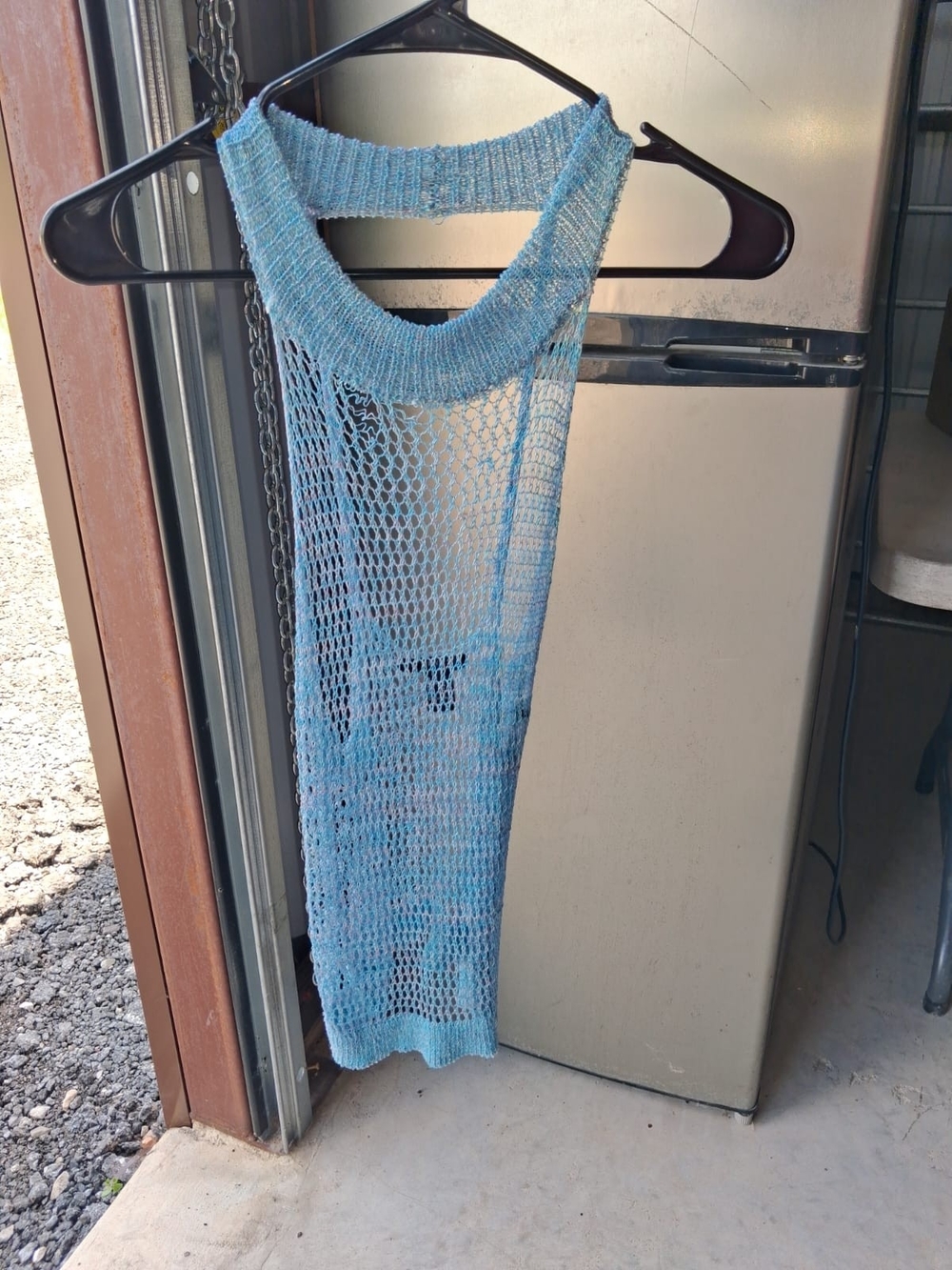 Forever 21 Light Blue Multicolor Open-Knit Halter Top